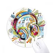 Dıythinker Kulaklık Renkli Müzik Çılgın Desen Baskılı Yuvarlak Kaymaz Kauçuk Mouse Pad