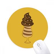 Dıythinker Kupa Chocolatey Tatlı Dondurma Desenli Baskılı Yuvarlak Kaymaz Kauçuk Mouse Pad
