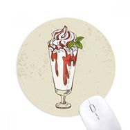 Dıythinker Kupa Yaprakları Kırmızı Beyaz Dondurma Baskılı Yuvarlak Kaymaz Kauçuk Mouse Pad