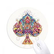Dıythinker Kürek Kartları Geometrik Desen Baskılı Yuvarlak Kaymaz Kauçuk Mouse Pad