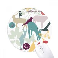 Dıythinker Kuş Geyiği Çiçek Doğa Çevre Baskılı Yuvarlak Kaymaz Kauçuk Mouse Pad