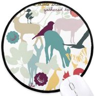 Dıythinker Kuş Geyik Çiçek Doğa Çevre Yuvarlak Kaymaz Mouse Pad