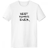 DIYthinker L Beyaz Best roommate Ever Graduation Season Bisiklet Yaka Tişört