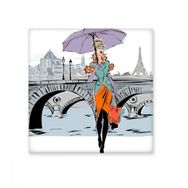 Dıythinker Lady River Bridge Fransa Mark Simgesi Ulusal Bayrak Mimarisi Özel Manzara 10x10 cm Seramik Karo