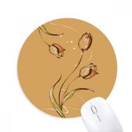 Dıythinker Lale El Boyaması Çiçek Bitkisi Baskılı Yuvarlak Kaymaz Kauçuk Mouse Pad
