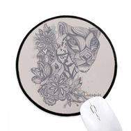 Dıythinker Leopar Karikatür Kroki Yuvarlak Kaymaz Mouse Pad