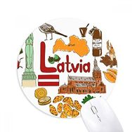 Dıythinker Letonya Aşk Kalp Landscap Ulusal Bayrak Baskılı Yuvarlak Kaymaz Kauçuk Mouse Pad
