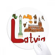 Dıythinker Letonya Ulusal Sembolü Simgesi Desenli Baskılı Yuvarlak Kaymaz Kauçuk Mouse Pad