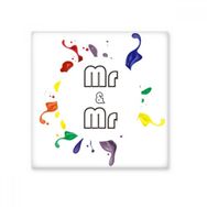 Dıythinker LGBT Gökkuşağı Bayrağı Mr Mr Seramik Bisque Fayans 10x10 cm Seramik Karo