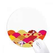 Dıythinker Line Sakura Desenli Geometri Baskılı Yuvarlak Kaymaz Kauçuk Mouse Pad