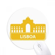 Dıythinker Lisboa Portekiz Sarı Kent Simgesi Baskılı Yuvarlak Kaymaz Kauçuk Mouse Pad