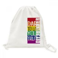 Dıythinker Live Your Truth LGBT Gökkuşağı Bayraklı Tuval Sırt Çantası