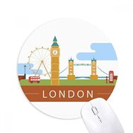 Dıythinker London Bridge UK Big Ben Londra Gözü Baskılı Yuvarlak Kaymaz Kauçuk Mouse Pad