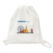 DIYThinker London Eye Çift Katlı Otobüsler Grafiti Tuval İpli Sırt Çantası