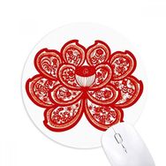 Dıythinker Lotus Çin Zodyak Kağıt Kesim Çiçek Hayvan Baskılı Yuvarlak Kaymaz Kauçuk Mouse Pad