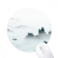 Dıythinker Manzara Renk Çin Stili Suluboya Baskılı Yuvarlak Kaymaz Kauçuk Mouse Pad