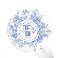 Dıythinker Mavi Çiçekler Bitkiler Desen Gül Baskılı Yuvarlak Kaymaz Kauçuk Mouse Pad