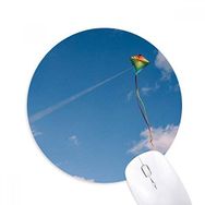 Dıythinker Mavi Gökyüzü Beyaz Bulutlar Uçurtma Baskılı Yuvarlak Kaymaz Kauçuk Mouse Pad