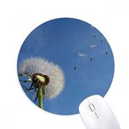 Dıythinker Mavi Gökyüzü Güzel Beyaz Karahindiba Baskılı Yuvarlak Kaymaz Kauçuk Mouse Pad