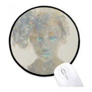 Dıythinker Mavi Göz Kız XJJ Yağlıboya Yuvarlak Kaymaz Mouse Pad