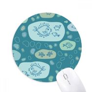 Dıythinker Mavi Kabarcıklar Çizgi Çizim Soyut Balıklar Baskılı Yuvarlak Kaymaz Kauçuk Mouse Pad