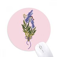 Dıythinker Mavi Lavanta Çiçek Bitki Baskılı Yuvarlak Kaymaz Kauçuk Mouse Pad