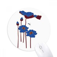 Dıythinker Mavi Lotus Yaprağı Lotus Çiçeği Yusufçuk Bitki Baskılı Yuvarlak Kaymaz Kauçuk Mouse Pad