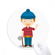 Dıythinker Mavi Şapka Gömlek Kanada Çizgi Film Baskılı Yuvarlak Kaymaz Kauçuk Mouse Pad