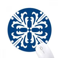 Dıythinker Mavi Talavera Desenli Çiçek Ilustration Baskılı Yuvarlak Kaymaz Kauçuk Mouse Pad
