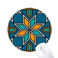 Dıythinker Mavi Turuncu Fas Soyut Çiçek Baskılı Yuvarlak Kaymaz Kauçuk Mouse Pad