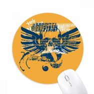 Dıythinker Mavi Turuncu Kafatası Kanatları Grafiti Sokak Baskılı Yuvarlak Kaymaz Kauçuk Mouse Pad