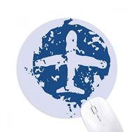 Dıythinker Mavi Uçak Tasarım İllüstrasyon Desen Baskılı Yuvarlak Kaymaz Kauçuk Mouse Pad