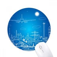Dıythinker Metropolis Şehir Uçak Bulut Manzara Baskılı Yuvarlak Kaymaz Kauçuk Mouse Pad