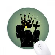 Dıythinker Mezarlığı Dış Kale Cadılar Bayramı Baskılı Yuvarlak Kaymaz Kauçuk Mouse Pad