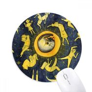 Dıythinker Miaoji Boyama Suluboya Kedi Ay İnsanlar Baskılı Yuvarlak Kaymaz Kauçuk Mouse Pad