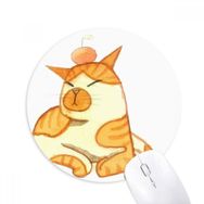 Dıythinker Miaoji Boyama Suluboya Turuncu Kedi Baskılı Yuvarlak Kaymaz Kauçuk Mouse Pad