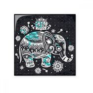 Dıythinker Millet Fil Çiçek Siyah Mavi Hayvan Seramik 10x10 cm Seramik Karo