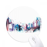 Dıythinker Modern Bina Gökdelen Suluboya Baskılı Yuvarlak Kaymaz Kauçuk Mouse Pad