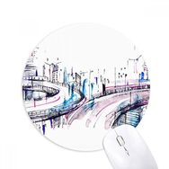 Dıythinker Modern Bina Gökdelen Üst Geçiş Baskılı Yuvarlak Kaymaz Kauçuk Mouse Pad