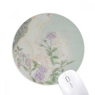 Dıythinker Mor Çiçek Güzellik Çin Boyama Baskılı Yuvarlak Kaymaz Kauçuk Mouse Pad