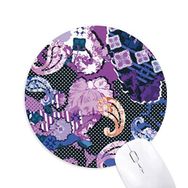 Dıythinker Mor Çiçek Yaprak Noktası Çizgi Soyut Desen Baskılı Yuvarlak Kaymaz Kauçuk Mouse Pad
