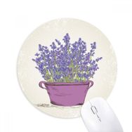 Dıythinker Mor Lavanta Saksısı Çiçek Bitki Baskılı Yuvarlak Kaymaz Kauçuk Mouse Pad
