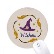 Dıythinker Mor Şapka Çizgi Film Desenli Cadılar Bayramı Baskılı Yuvarlak Kaymaz Kauçuk Mouse Pad