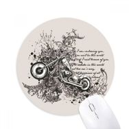 Dıythinker Motosiklet Metin Çiçek Desenli İllüstrasyon Baskılı Yuvarlak Kaymaz Kauçuk Mouse Pad