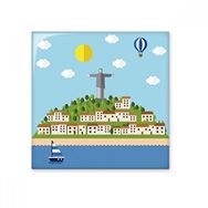 Dıythinker Mount Corcovado Yangın Balonu Deniz Önemsiz Brezilya Kültürel Elemanı 10x10 cm Seramik Karo