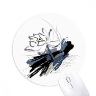 Dıythinker Mürekkep Lotus Çiçek Bitki Çiçek Baskılı Yuvarlak Kaymaz Kauçuk Mouse Pad