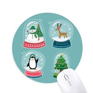 Dıythinker Mutlu Noeller Kardan Adam Ağaç Baskılı Yuvarlak Kaymaz Kauçuk Mouse Pad