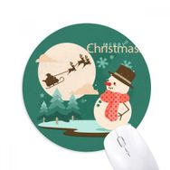 Dıythinker Mutlu Noeller Kardan Adam Ağaç Desenli Baskılı Yuvarlak Kaymaz Kauçuk Mouse Pad