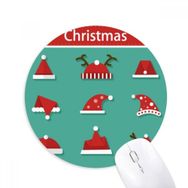 Dıythinker Mutlu Noeller Renkli Şapka İllüstrasyon Baskılı Yuvarlak Kaymaz Kauçuk Mouse Pad