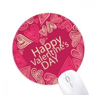 Dıythinker Mutlu Sevgililer Günü Pembe Kalp Baskılı Yuvarlak Kaymaz Kauçuk Mouse Pad